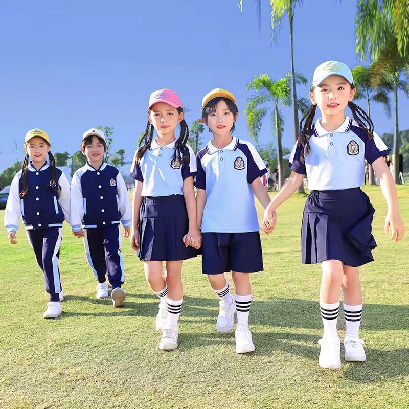 Factory Supply School Uniform Suits for Children High Kids Kindergarten Logo Custom Primary School Uniforms