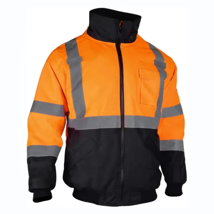 Factory Supply Workplace Safety High Visibility Insulated Winter Waterproof Rain Jacket Construction Reflective
