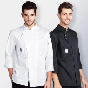 Factory Unisex Large Size White Chef’s Clothing Long Sleeve Chef Jackets Polyester Cotton Restaurant Bar Uniforms