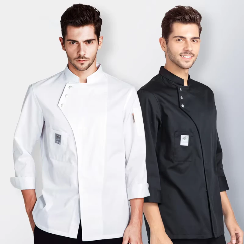 Factory Unisex Large Size White Chef's Clothing Long Sleeve Chef Jackets Polyester Cotton Restaurant Bar Uniforms