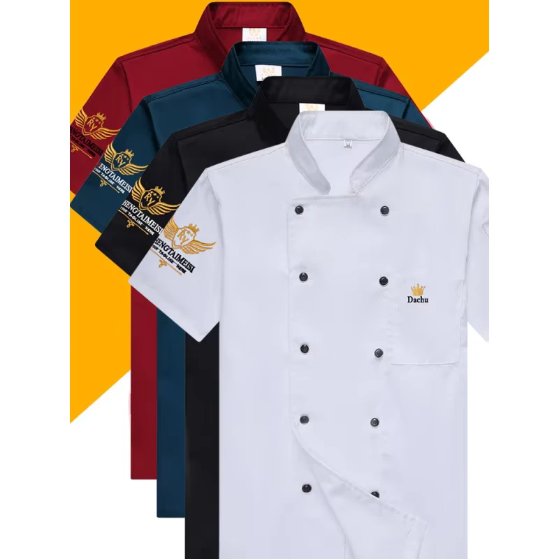Factory Unisex Short- and Long-Sleeve Twill Polyester Chef Overalls with Digital Print