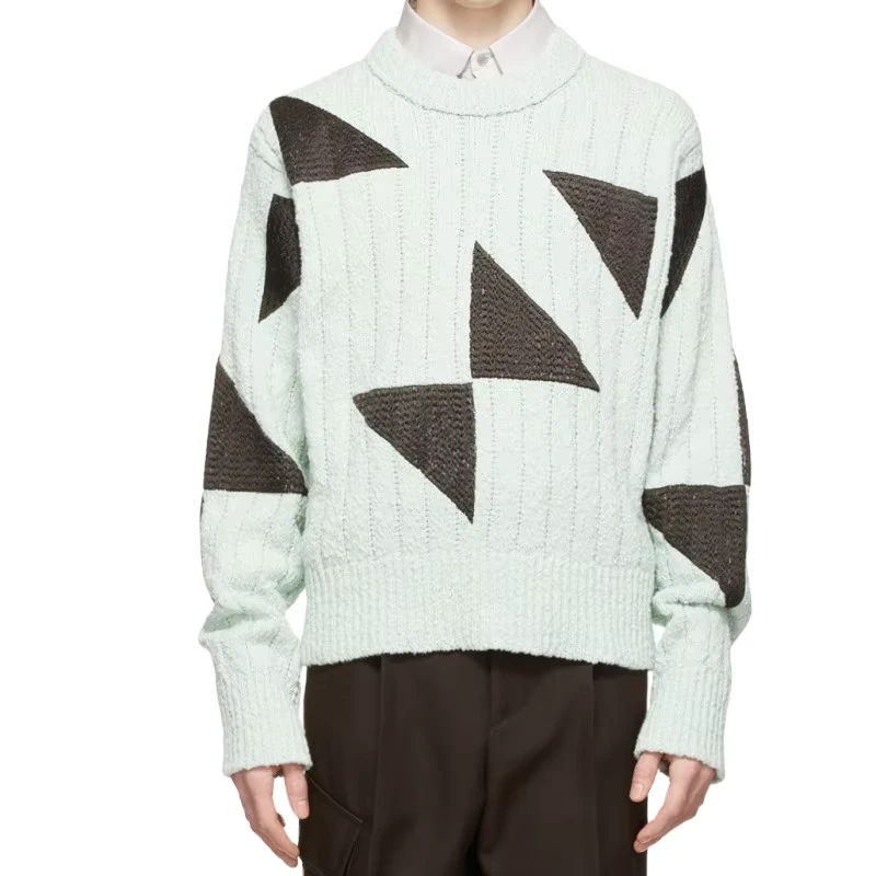 Fall Winter Customize Basic Color Blocking Knitwear Pullover Crew Neck Plus Size Sweaters Men Casual Knit Sweater