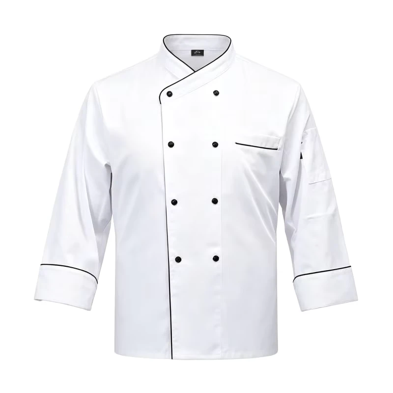 Fashion Black White Colors Restaurant Uniforms Long Sleeve Chef Coat Jacket Customized