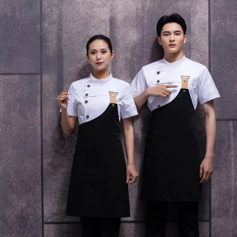 Fashion-Black-White-Colors-Restaurant-Uniforms-Short-Sleeve-Chef-Coat-Jacket