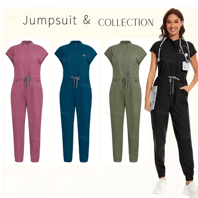 Fashion-Custom-Surgical-Uniforms-Nurse-Jumpsuit-One-Piece-Nursing-Scrub-Set-Elastic-Waist-Hospital-Uniforms
