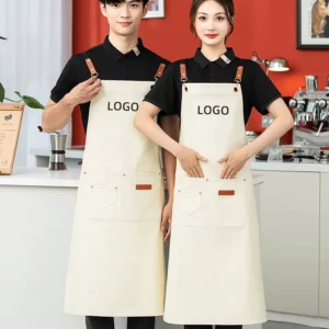 Fashion Printed Neck Hanging Unisex Supermarket Kitchen PU Twill Anti Fouling and Oil Resistant Apron