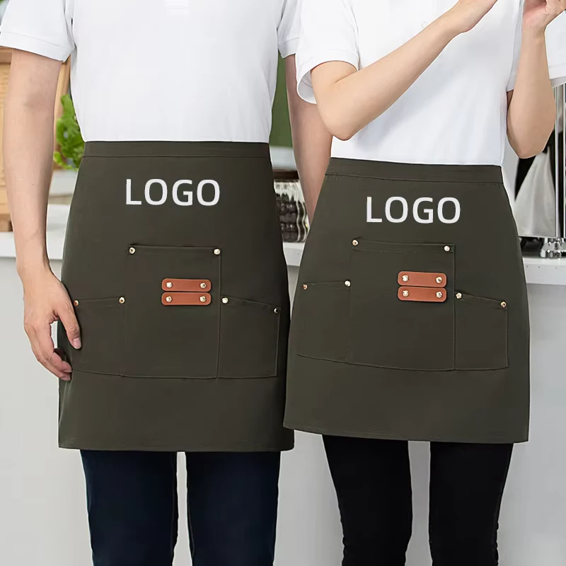 Fashion Printed Supermarket Waiter Uniform Apron Special Waterproof Stain resistant Canvas Cross Strap Apron
