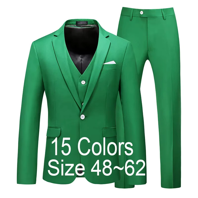 Fashion Solid Color Slim Fit Male Classical Office Formal 3 Piece Coat Pant Design Custom Blazer Business Men's Suits