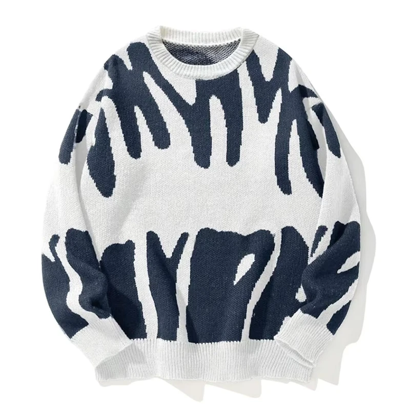 Fashion Streetwear O Neck Sweater Mohair Autumn Winter Knit Korean Custom ODM Front Logo Boxy Fit Drop Shoulder 300g Pullover