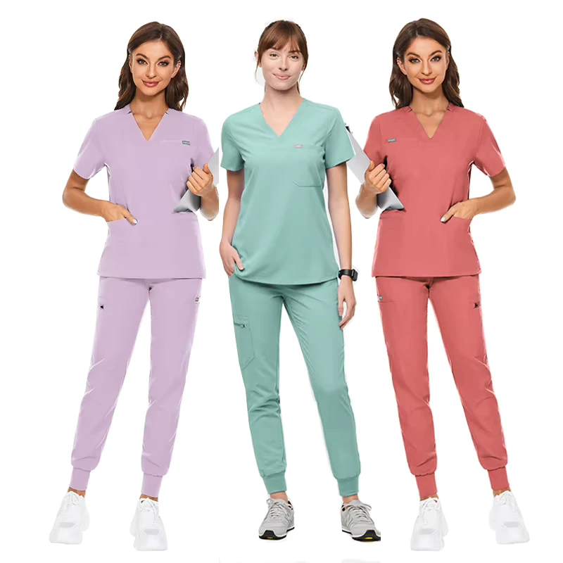 Fashion Supplier Scrub Tops Jogging Legs Medical Nurse Scrubs Uniform Sets for Women