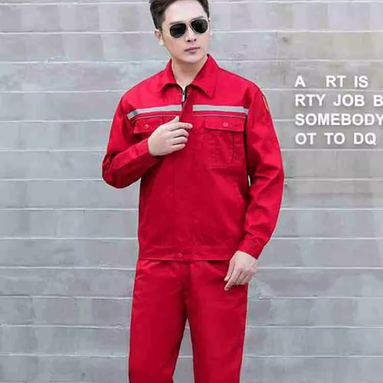 Fashion-Work-Clothes-Industrial-Men-Women-Red-Work-Uniform-Jackets-Trousers
