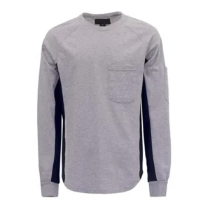 Fire Hazard Safety Henley Shirt Flame Resistant CAT2 5.5OZ Fire Retardant Knit Work Shirt with Aramid Threads EN 11612 Certified