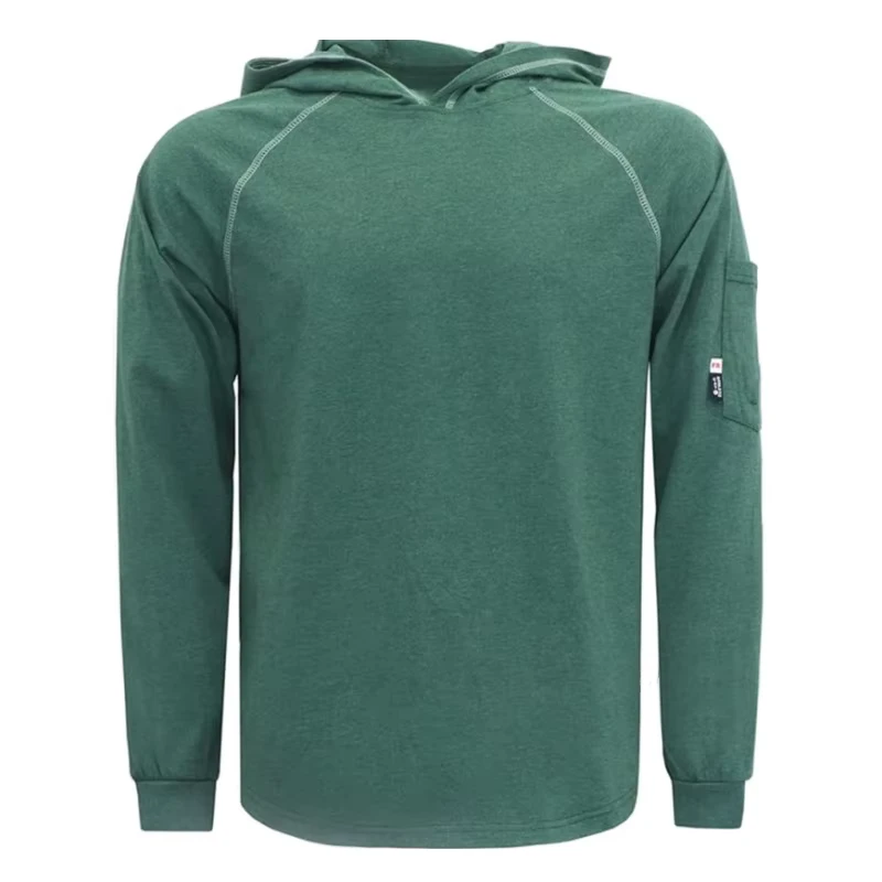 Fire Proof 6OZ Jersey Shirts for Industrial Protection Flame Retardant Hooded Work Shirts