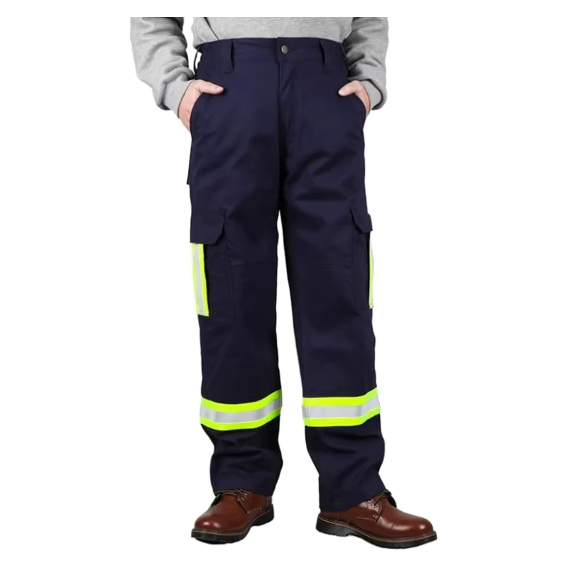Fire Proof Hi-Vis 2-inch Reflective Stripe 7.5oz Flame Resistant Elastic Waist High Visibility Cargo Pants