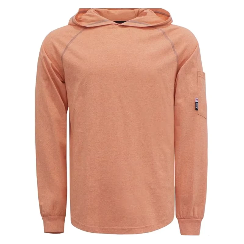 Fire Proof Shirts 6OZ HRC2 Cotton Jersey Flash Safety Flame Resistant Hooded Work Shirts