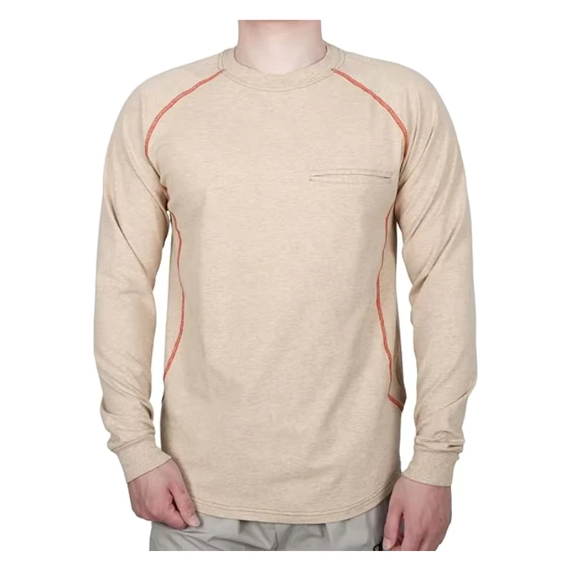 Fire Resistant 6OZ Stretch Fit Melt Pockets for Men CAT2 Flame Proof Pullover Shirts