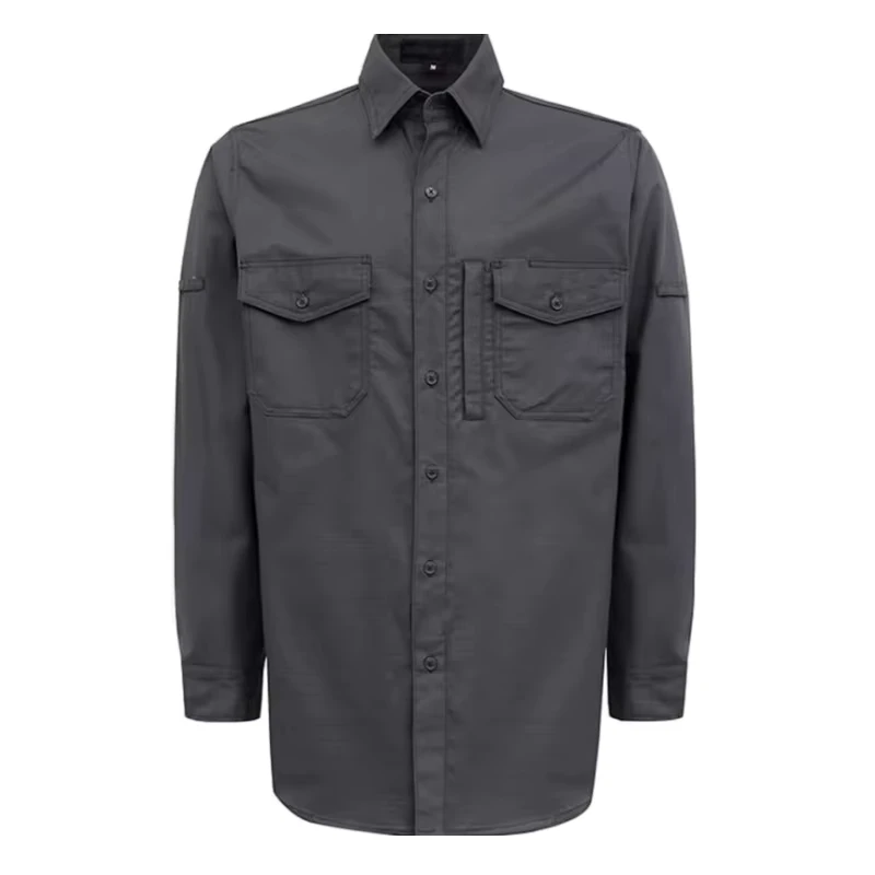 Fire Resistant Arc CAT2 Clothing Solid Color Cotton 6OZ Welding Flame Retardant FR Work Shirts