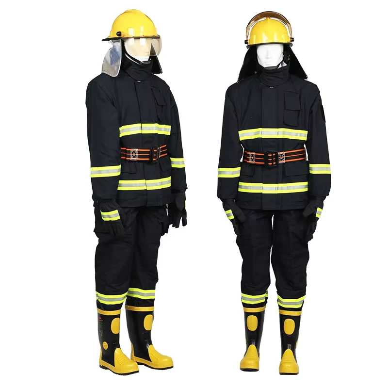 Fire-Resistant Waterproof Navy Blue Firefighter Clothing Aramid Material China Factory Uniforms