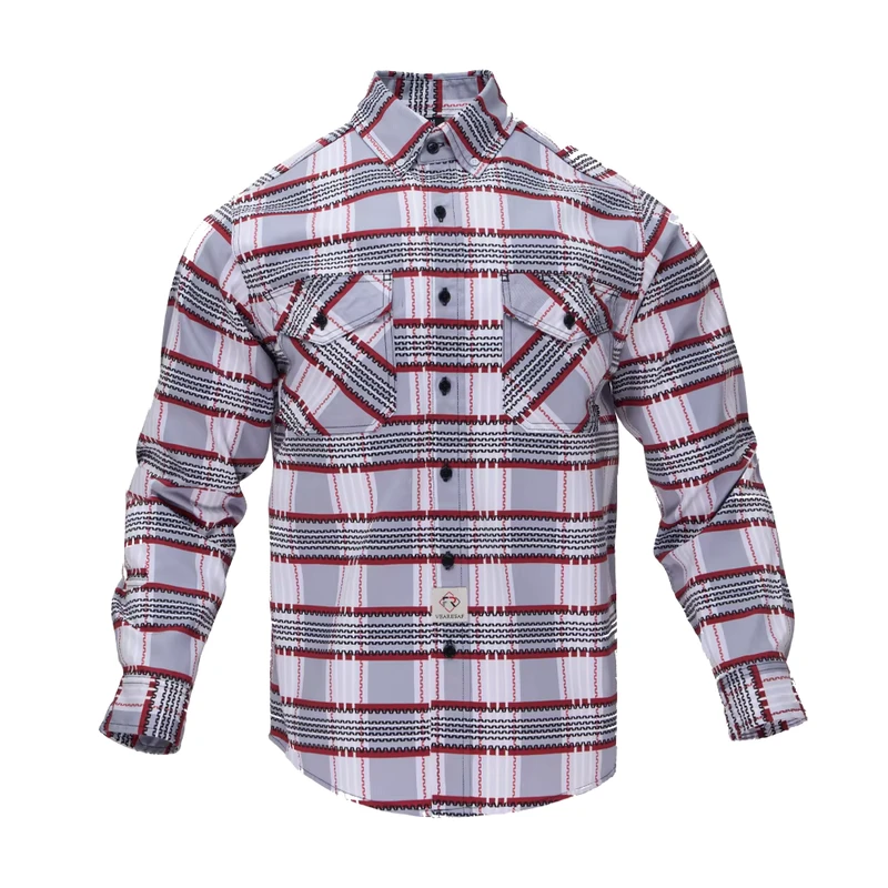 Fire Retardant 6.5OZ Plaid Buttons Closure CAT2 Welding Flame Resistant Shirts