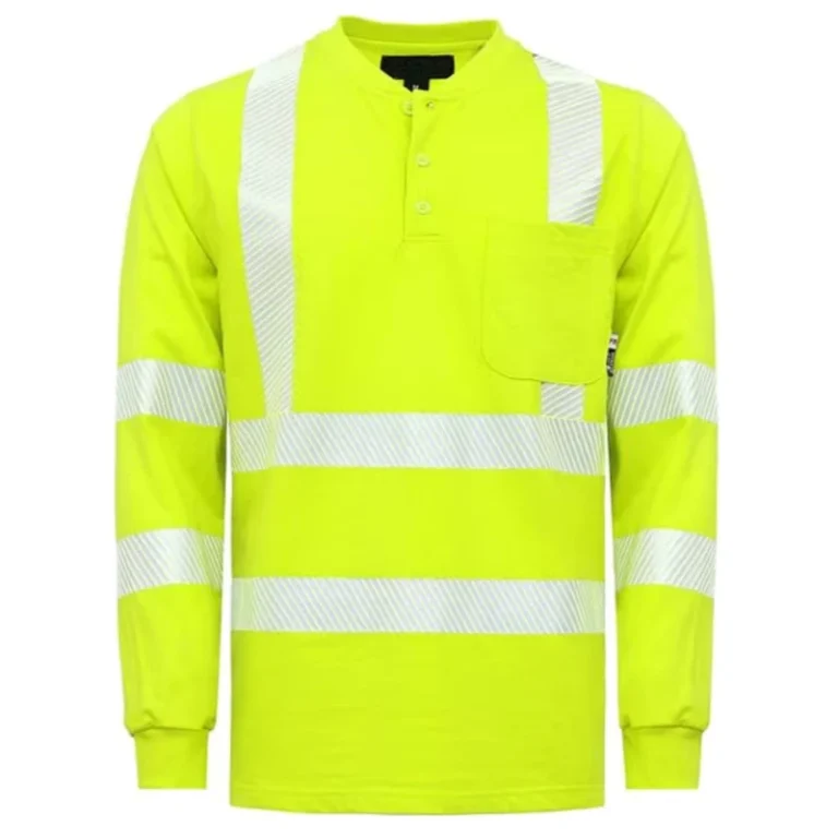 Fire-Retardant-Arc-Flash-Protective-Shirt-Reflective-Stripe-NFPA2112-7OZ-Cotton-Safety-CAT2-High-Visibility-Loose-Fit-Henley-FR