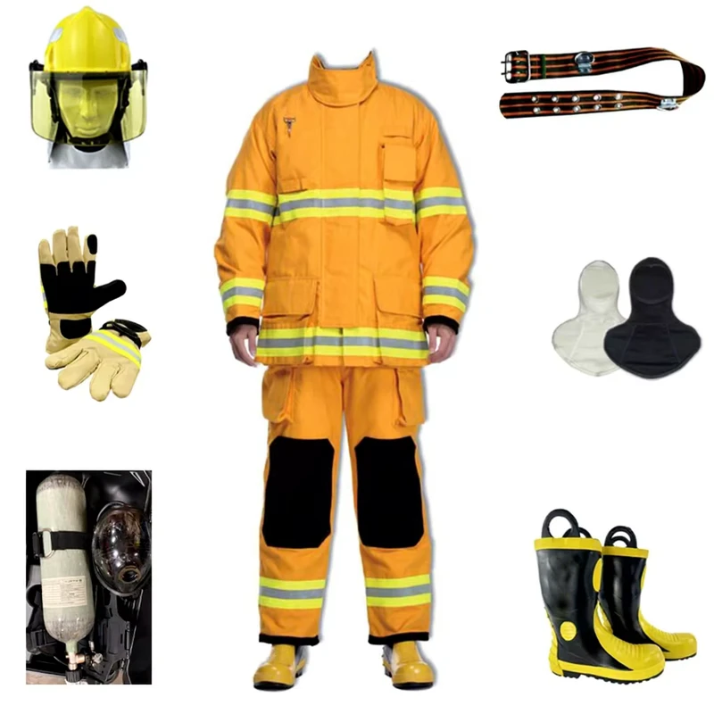 Firefighter Suits Including Fireman Jacket Pants Helmet Gloves Boots Fireproof Clothing