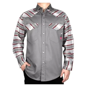 Fireproof Safety Flame Resistant Clothing Two Tone Solid Printed Snap Closure FRC Shirt 6.5OZ CAT2 NFPA 2112 Standard ATPV