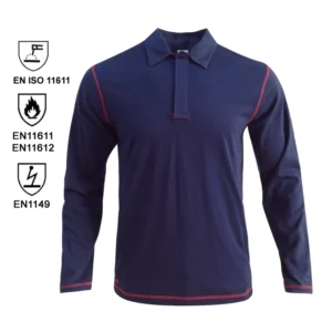 Fireproof Undershirt Anti Static Cotton Plain Navy Blue Fire Retardant Top FR Clothing Shirt