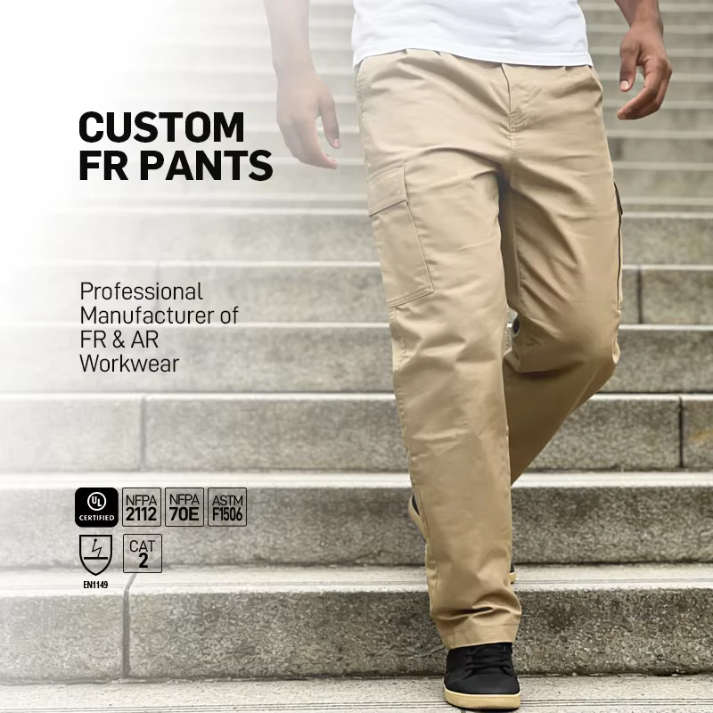 Fireproof Work Clothes Cotton FR Pants Professional Electrical Workwear Fire Resistant Work Trousers for Men