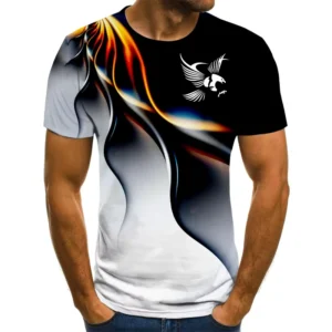 Fitspi Summer Fashion Men’s 3d Print Eagle Short Sleeve T shirt Outdoor Casual Street Style Breathable T shirt 6xl Oversize
