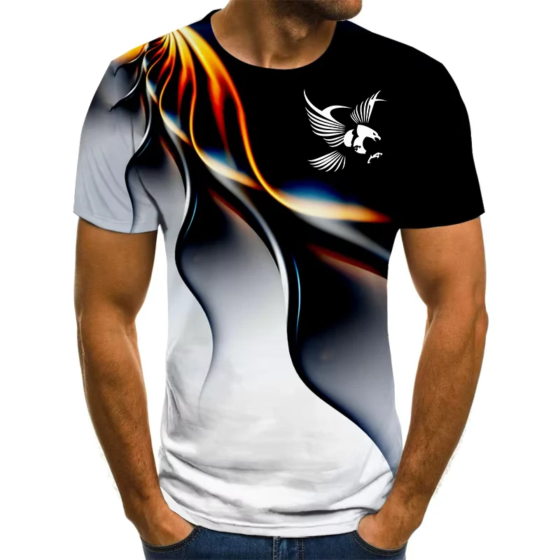 Fitspi Summer Fashion Men's 3d Print Eagle Short Sleeve T shirt Outdoor Casual Street Style Breathable T shirt 6xl Oversize
