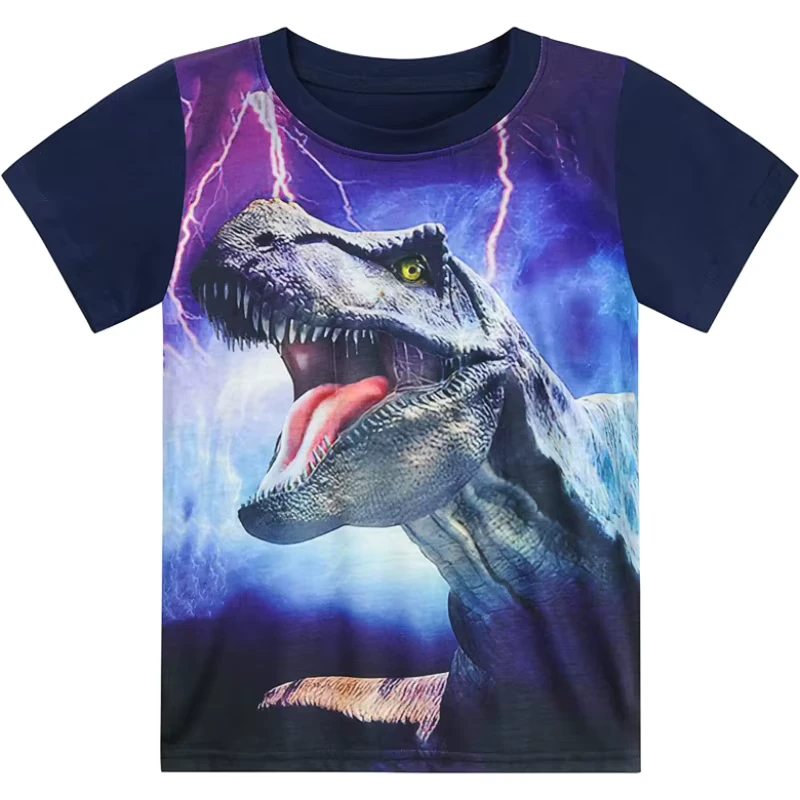Fitspi Toddler Boys Shirt Dinosaur Short Sleeve 3D T Shirt Summer Kids Animal Graphic Tops Tees