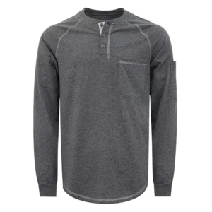 Flame Proof 5.5OZ Cotton Flash Safety HRC2 Pullover Fire Retardant Work Henley Shirt