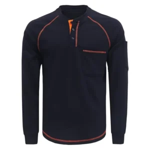 Flame Proof Lightweight 100% Cotton Arc Hazard Safety CAT2 Fire Retardant Henley Shirts