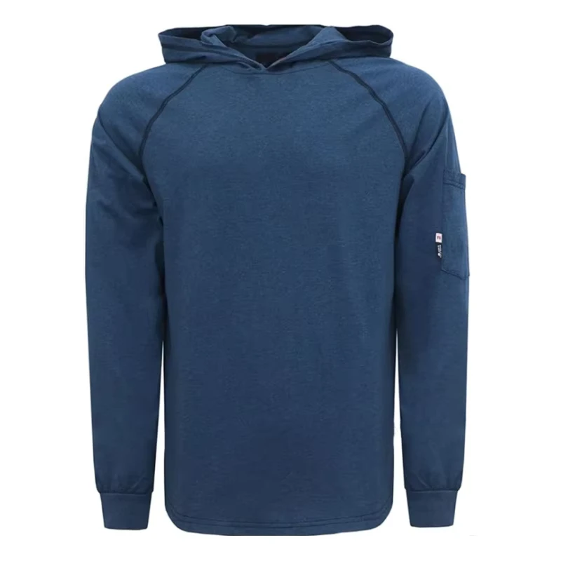 Flame Proof Shirts 6OZ Comfortable Cotton Jersey Arc Safety Fire Retardant Hooded Work Shirts