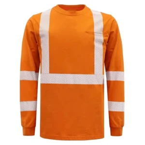 Flame Resistant 2-inch Silver with Reflective Stripe Hidden Pocket High Visibility Hi-Vis T-shirts