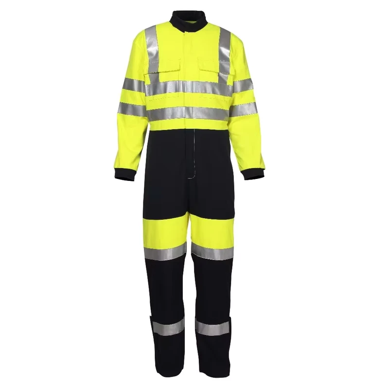 Flame Resistant Clothing High Visibility Coverall Modacrylic Cotton Fabric EN11611 EN11612 EN1149 EN20471 Safety Clothing
