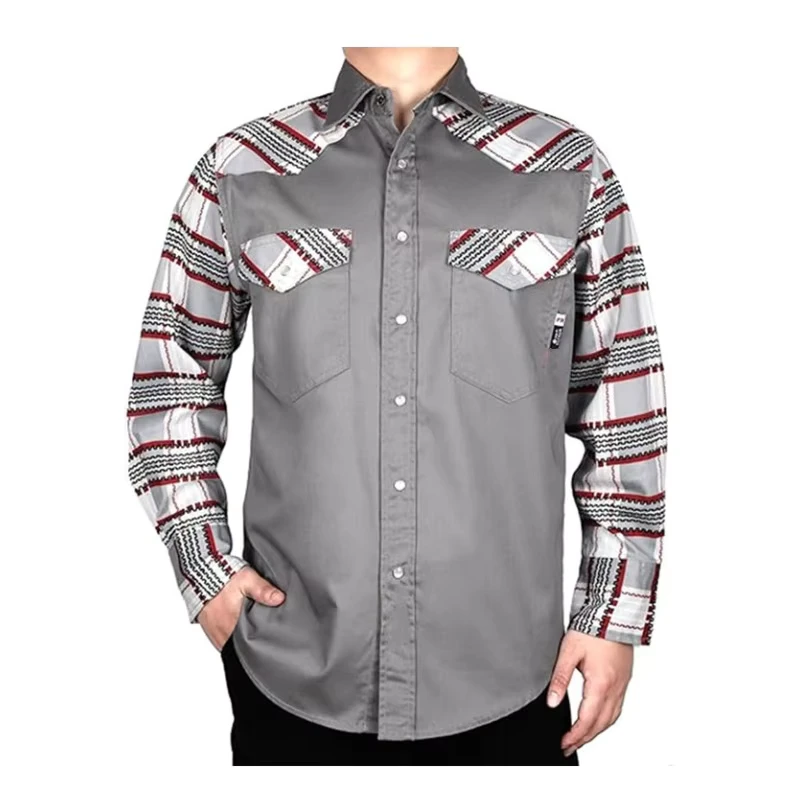 Flame Resistant Clothing Plaid Printed 6.5OZ CAT2 Workwear Fire Retardant FR Work Shirts