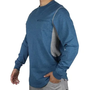 Flame Resistant Cotton Long Sleeve Stretch T Shirt Workwear Summer Breathable Vented Mesh Underarm 6oz Fire Retardant Jersey FR