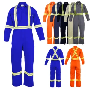 Flame Resistant FR High Visibility Hi Vis Polyester Windproof Unisex Safety Reflective Workwear Coveralls