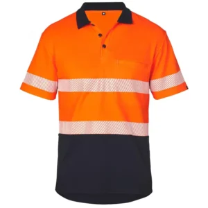 Flame Resistant Fluorescent Color Ripstop Hi Vis Short Sleeve Hi vis Cotton Shirt With Reflective Tape