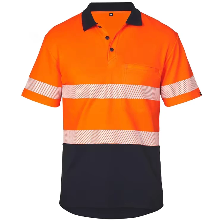 Flame Resistant Fluorescent Color Ripstop Hi Vis Short Sleeve Hi vis Cotton Shirt With Reflective Tape