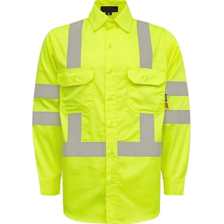 Flame-Resistant-High-Visibility-Khaki-Navy-Blue-FR-Shirts-with-Reflective-Tape-ASTM-Certified-for-Welding-Oil-Industry