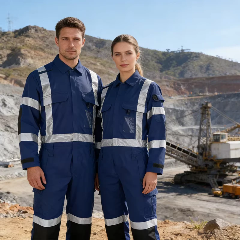 Flame Resistant Mining Industrial Hi Vis Reflective Work Uniform Protective FRC FR Safety Coverall