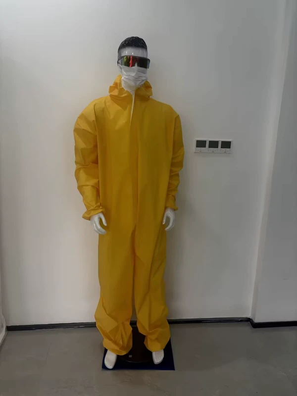 Flame Resistant Polyethylene Coated High Density Polyethylene Yellow Coverall