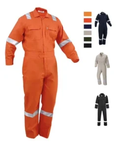 Flame Resistant Protective Clothing FR Welding Work Coverall One Piece Sets Fireman Uniform Suit With Reflective Tape