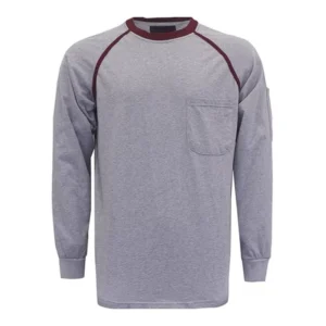Flame Retardant 5.5OZ Cotton Knit Men’s Pullover CAT2 Fire Resistant Crew Neck Shirts