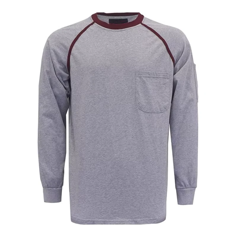 Flame Retardant 5.5OZ Cotton Knit Men's Pullover CAT2 Fire Resistant Crew Neck Shirts