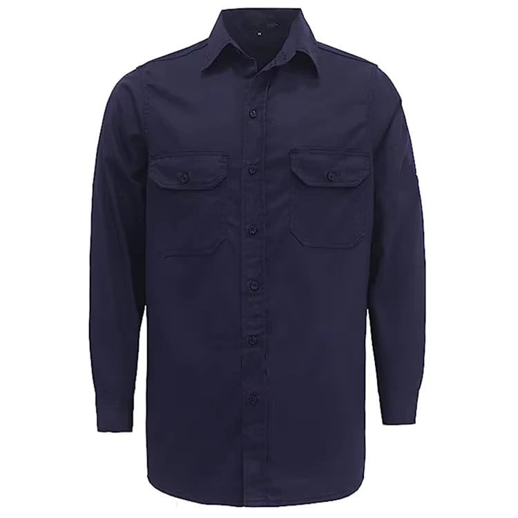 Flame-Retardant 6.5OZ Cotton Woven CAT2 FR Shirt ASTM Certified Work Fashion Men's
