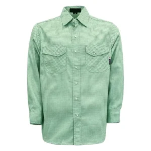 Flame Retardant 6.5OZ Snaps Down Plaid Clothing Electrician CAT2 Fire Resistant Shirts
