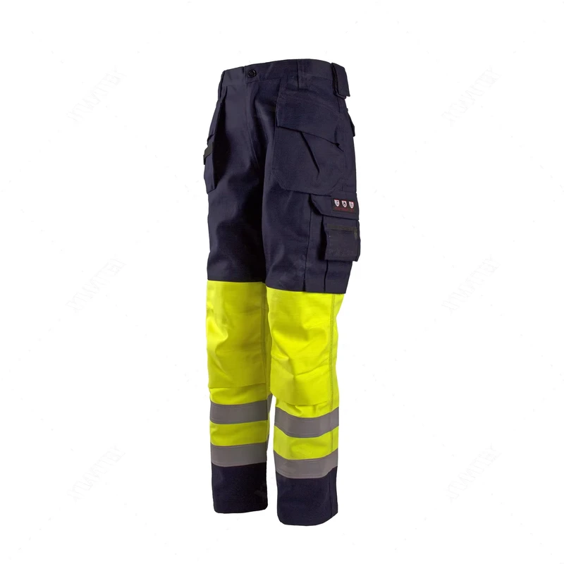 Flame Retardant Anti Static High Visibility Reflective Polyester Workwear Trousers for Safety Industry Cargo Pants